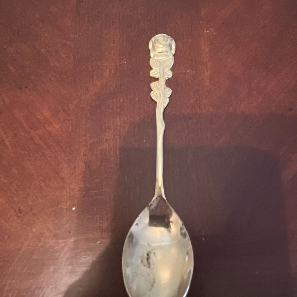 Vintage Gold Tone Rose‎ Demitasse, Dessert, Coffee Spoons  Made in Japan